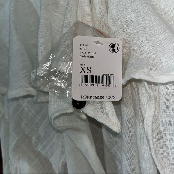 Free People Zuri White Balloon Sleeve Cropped Open Back Ruffle Blouse - Picture 11 of 13